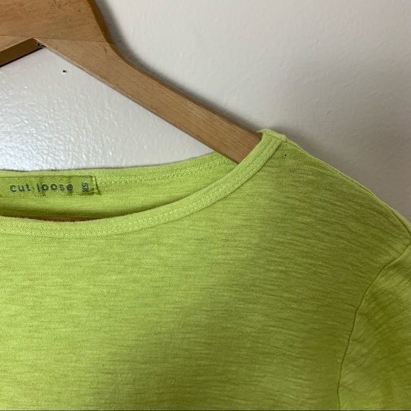 [Cut Loose] Chartreuse Green Cropped Short Sleeve Top - Picture 5 of 9